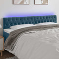 vidaXL Zagłówek do łóżka z LED, ciemnoniebieski 180x7x78/88cm, aksamit