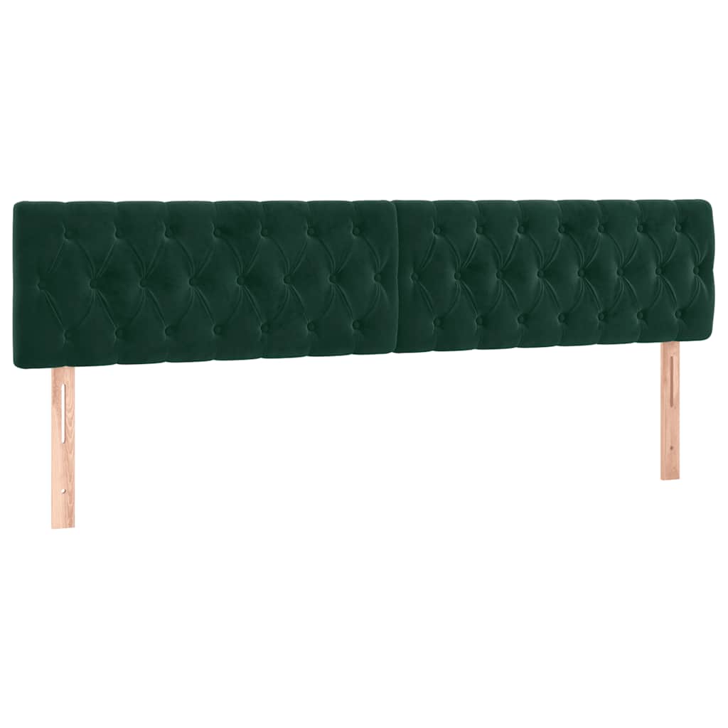 vidaXL Zagłówek do łóżka z LED, ciemnozielony, 200x7x78/88 cm, aksamit