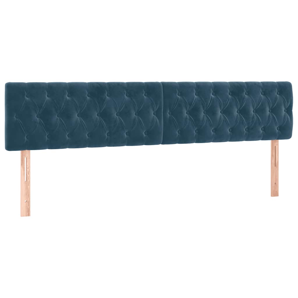 vidaXL Zagłówek do łóżka z LED, ciemnoniebieski 200x7x78/88cm, aksamit