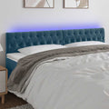 vidaXL Zagłówek do łóżka z LED, ciemnoniebieski 200x7x78/88cm, aksamit