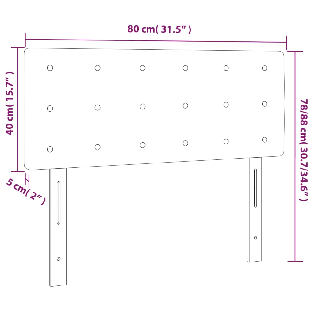 vidaXL Zagłówek do łóżka z LED, ciemnoszary, 80x5x78/88 cm, tkanina