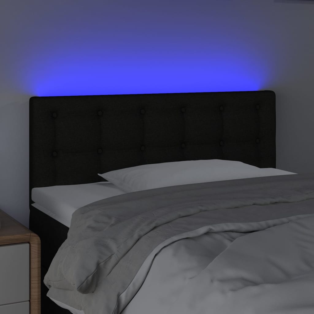 vidaXL Zagłówek do łóżka z LED, czarny, 80x5x78/88 cm, tkanina