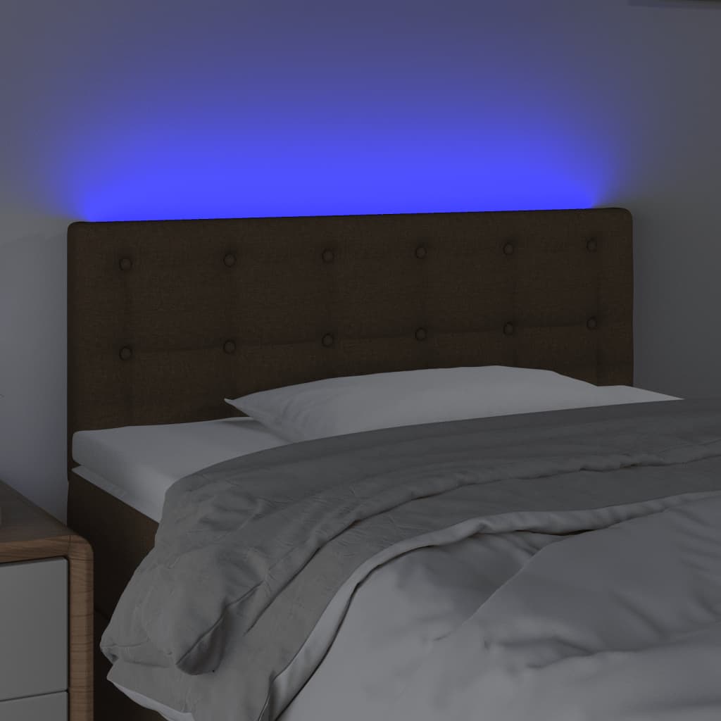 vidaXL Zagłówek do łóżka z LED, ciemnobrązowy, 80x5x78/88 cm, tkanina