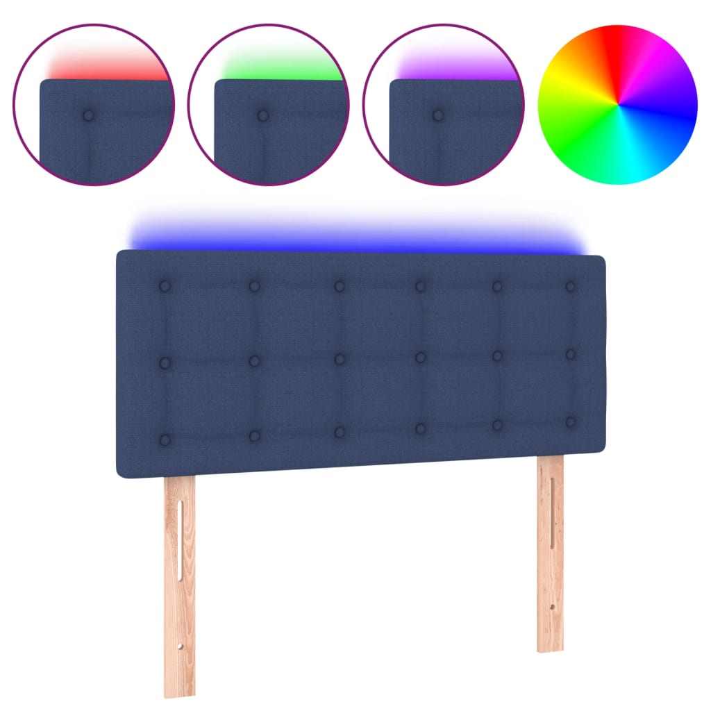 vidaXL Zagłówek do łóżka z LED, niebieski, 80x5x78/88 cm, tkanina