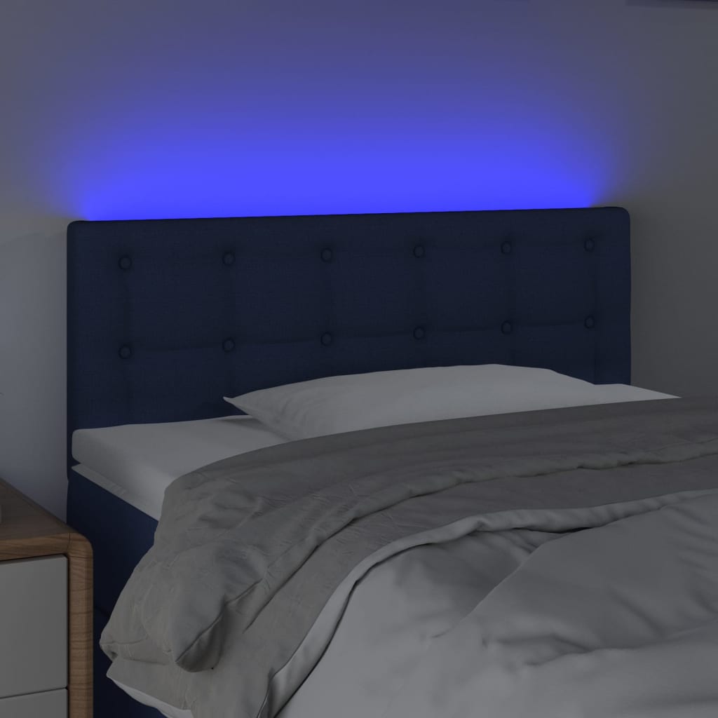 vidaXL Zagłówek do łóżka z LED, niebieski, 80x5x78/88 cm, tkanina