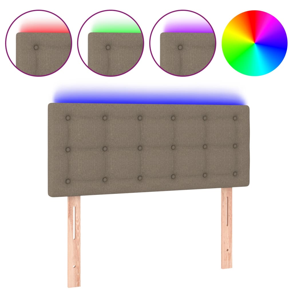 vidaXL Zagłówek do łóżka z LED, taupe, 90x5x78/88 cm, tkanina