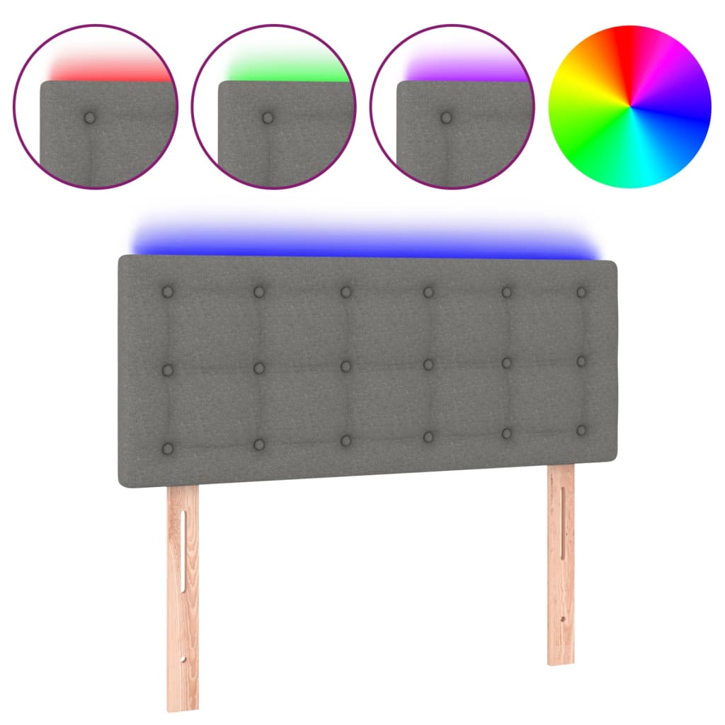 vidaXL Zagłówek do łóżka z LED, ciemnoszary, 100x5x78/88 cm, tkanina
