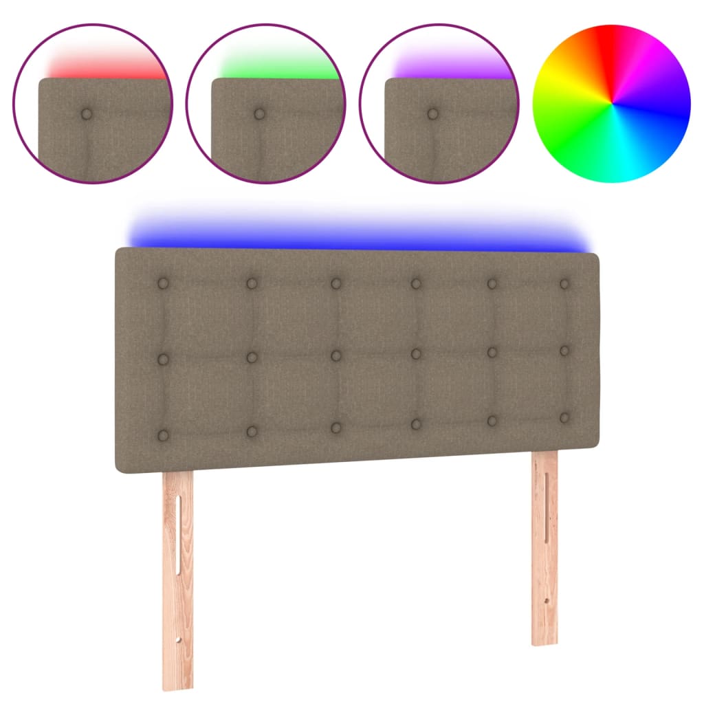 vidaXL Zagłówek do łóżka z LED, taupe, 100x5x78/88 cm, tkanina