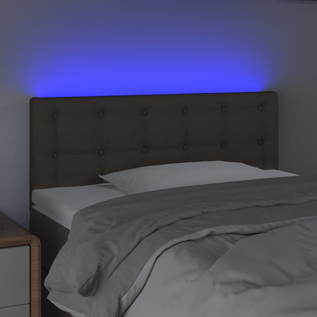 vidaXL Zagłówek do łóżka z LED, taupe, 100x5x78/88 cm, tkanina