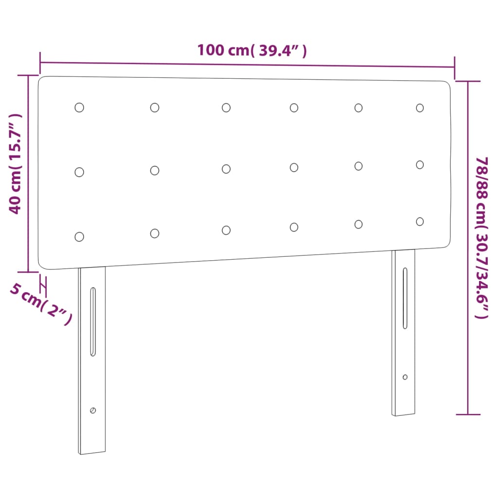 vidaXL Zagłówek do łóżka z LED, niebieski, 100x5x78/88 cm, tkanina