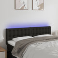 vidaXL Zagłówek do łóżka z LED, czarny, 144x5x78/88 cm, tkanina