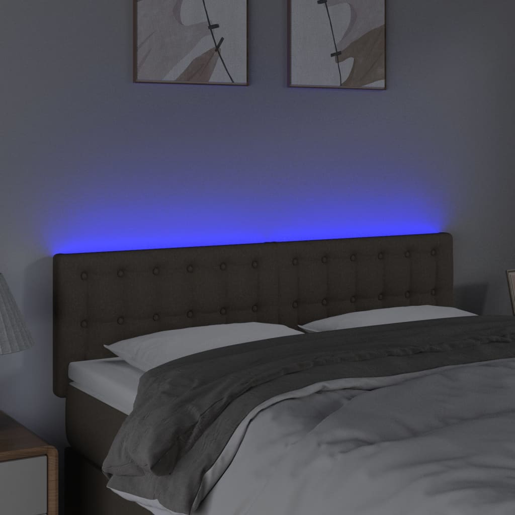vidaXL Zagłówek do łóżka z LED, taupe, 144x5x78/88 cm, tkanina