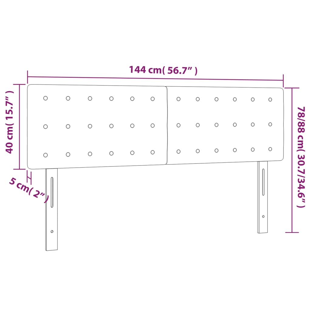 vidaXL Zagłówek do łóżka z LED, taupe, 144x5x78/88 cm, tkanina