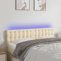 vidaXL Zagłówek do łóżka z LED, kremowy, 144x5x78/88 cm, tkanina
