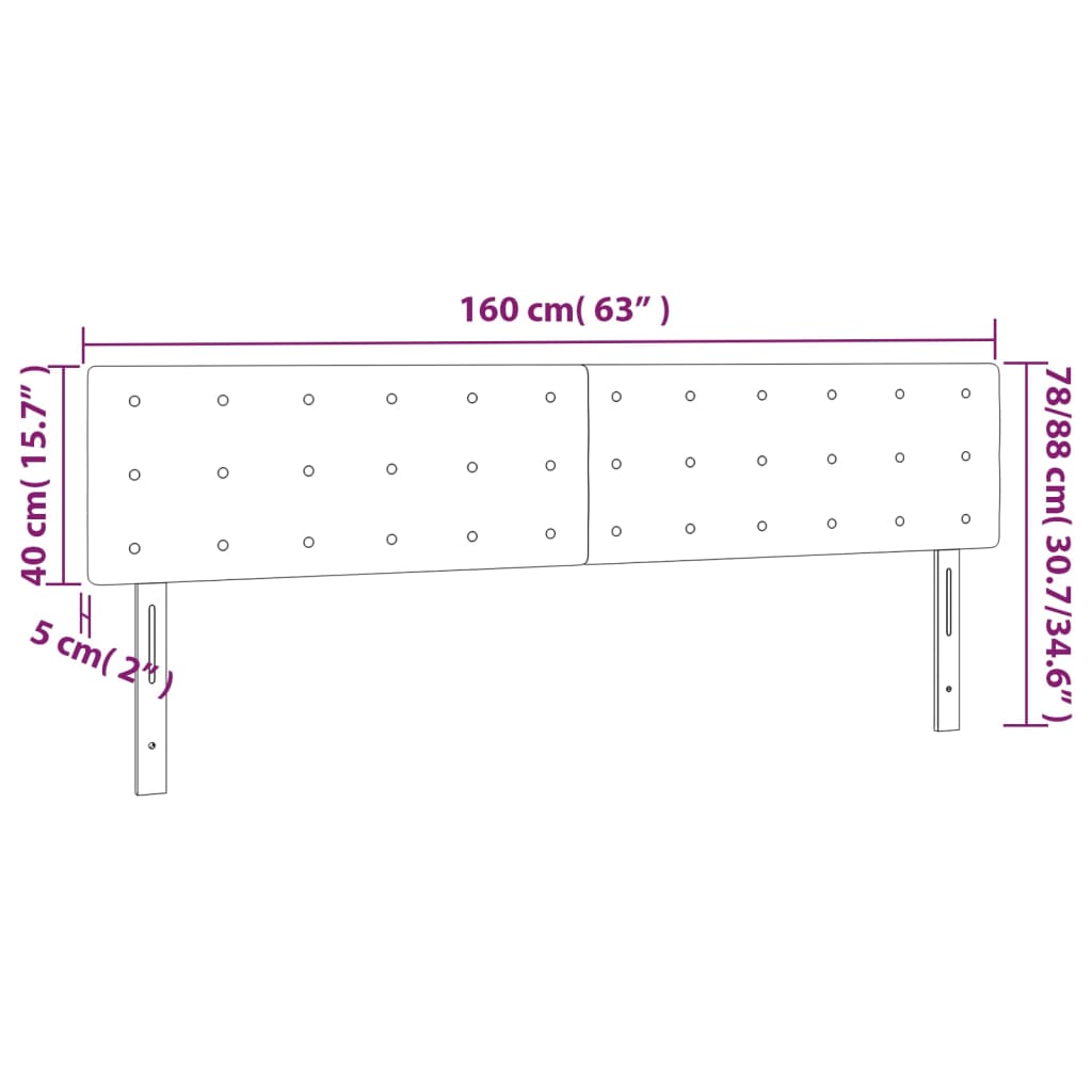 vidaXL Zagłówek do łóżka z LED, jasnoszary, 160x5x78/88 cm, tkanina