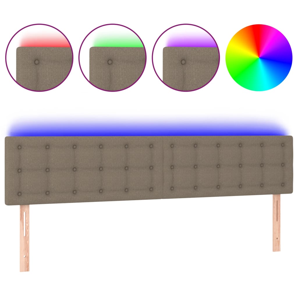 vidaXL Zagłówek do łóżka z LED, taupe, 160x5x78/88 cm, tkanina