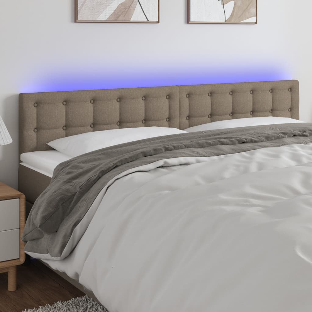 vidaXL Zagłówek do łóżka z LED, taupe, 160x5x78/88 cm, tkanina