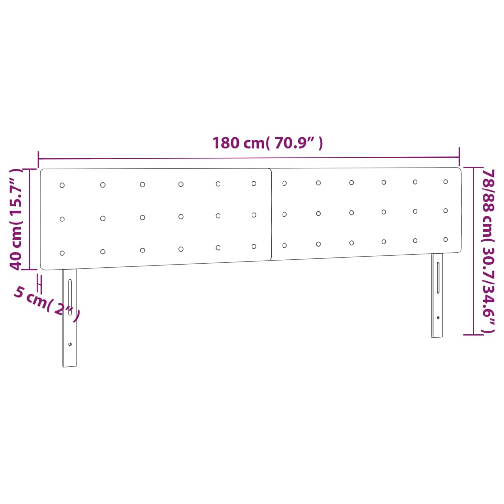 vidaXL Zagłówek do łóżka z LED, niebieski, 180x5x78/88 cm, tkanina