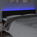 vidaXL Zagłówek do łóżka z LED, czarny, 200x5x78/88 cm, tkanina