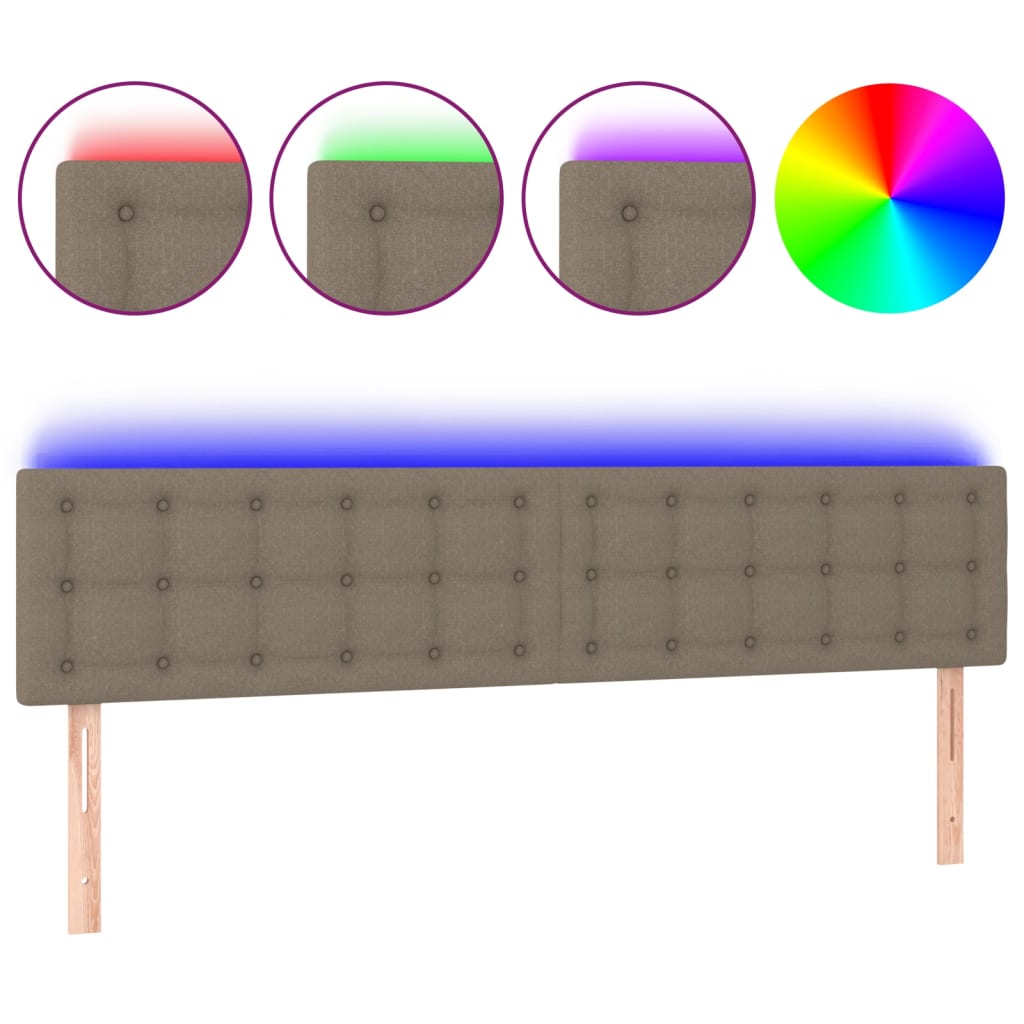 vidaXL Zagłówek do łóżka z LED, taupe, 200x5x78/88 cm, tkanina