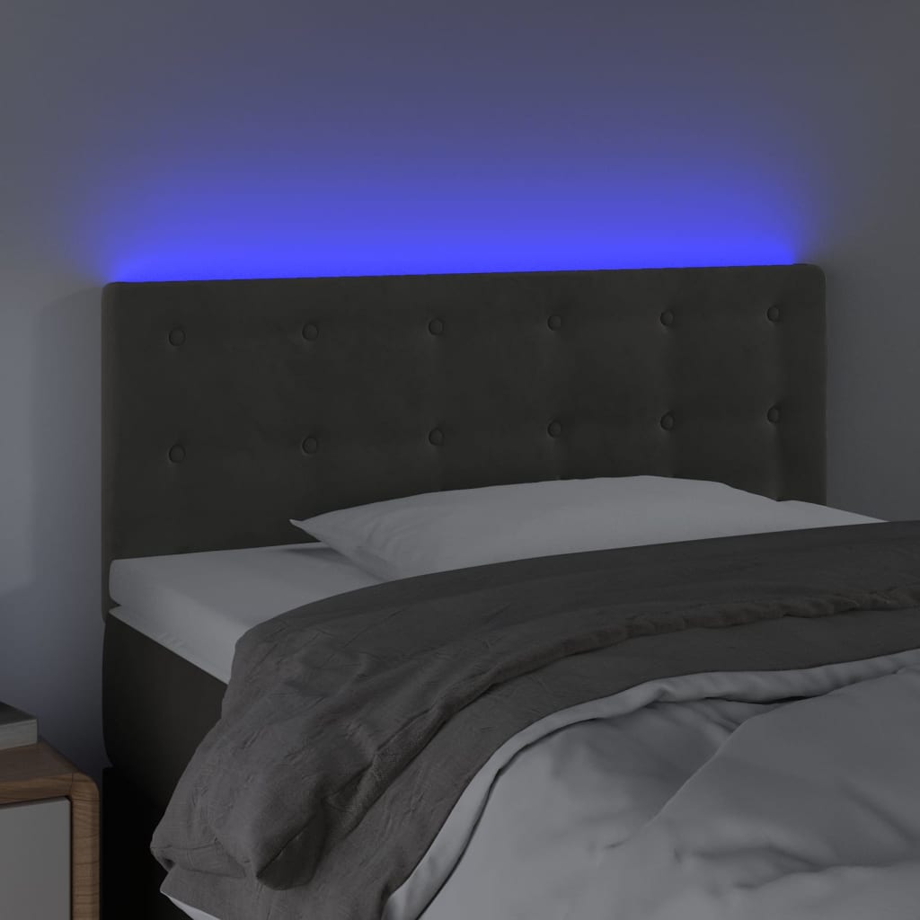 vidaXL Zagłówek do łóżka z LED, ciemnoszary, 80x5x78/88 cm, aksamit