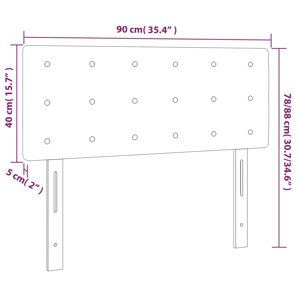 vidaXL Zagłówek do łóżka z LED, czarny, 90x5x78/88 cm, aksamit