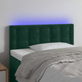 vidaXL Zagłówek do łóżka z LED, ciemnozielony, 90x5x78/88 cm, aksamit