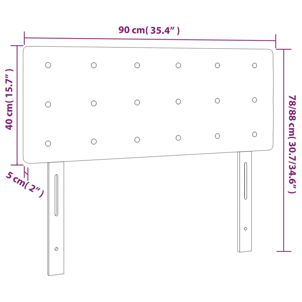 vidaXL Zagłówek do łóżka z LED, różowy, 90x5x78/88 cm, aksamit