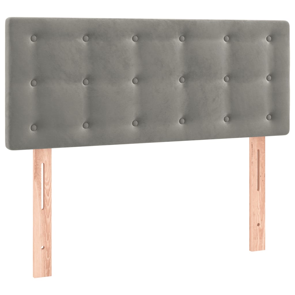 vidaXL Zagłówek do łóżka z LED, jasnoszary, 100x5x78/88 cm, aksamit