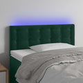 vidaXL Zagłówek do łóżka z LED, ciemnozielony, 100x5x78/88 cm, aksamit