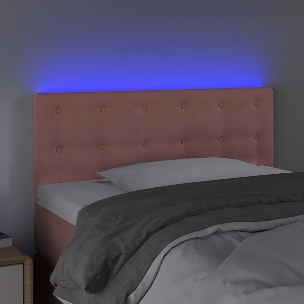 vidaXL Zagłówek do łóżka z LED, różowy, 100x5x78/88 cm, aksamit