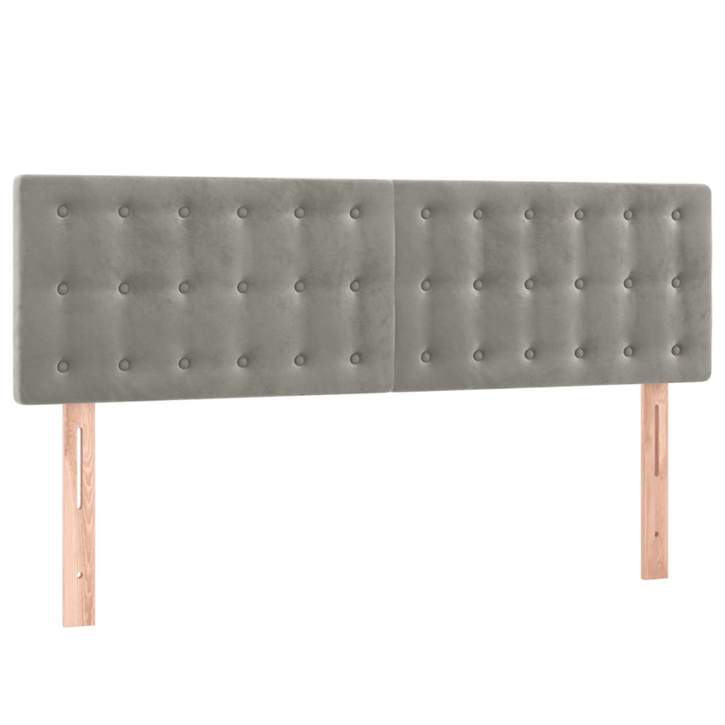 vidaXL Zagłówek do łóżka z LED, jasnoszary, 144x5x78/88 cm, aksamit