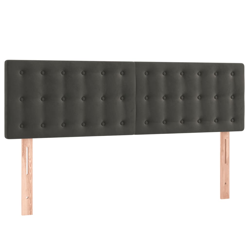 vidaXL Zagłówek do łóżka z LED, ciemnoszary, 144x5x78/88 cm, aksamit