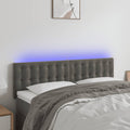 vidaXL Zagłówek do łóżka z LED, ciemnoszary, 144x5x78/88 cm, aksamit