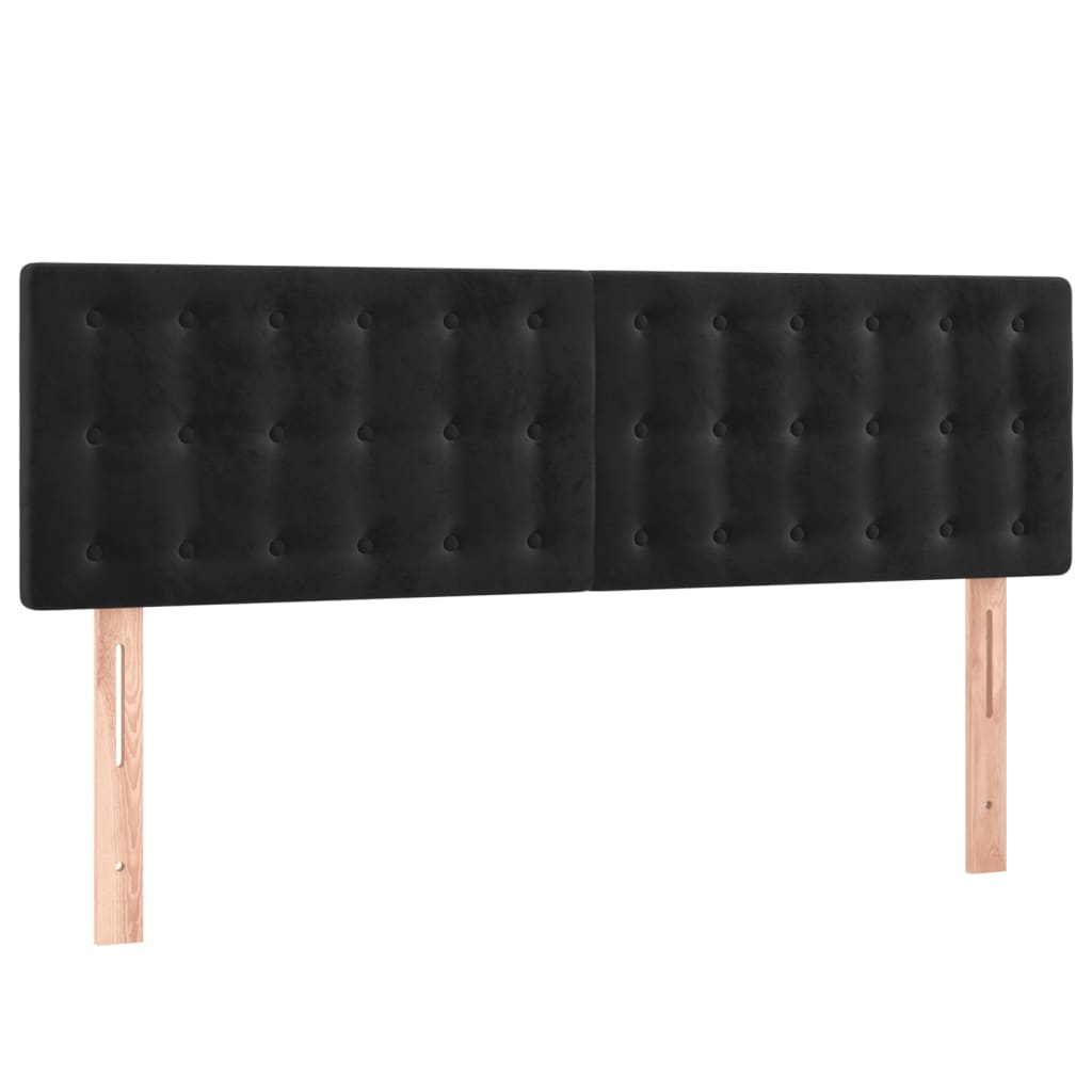 vidaXL Zagłówek do łóżka z LED, czarny, 144x5x78/88 cm, aksamit