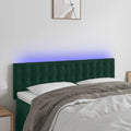 vidaXL Zagłówek do łóżka z LED, ciemnozielony, 144x5x78/88 cm, aksamit