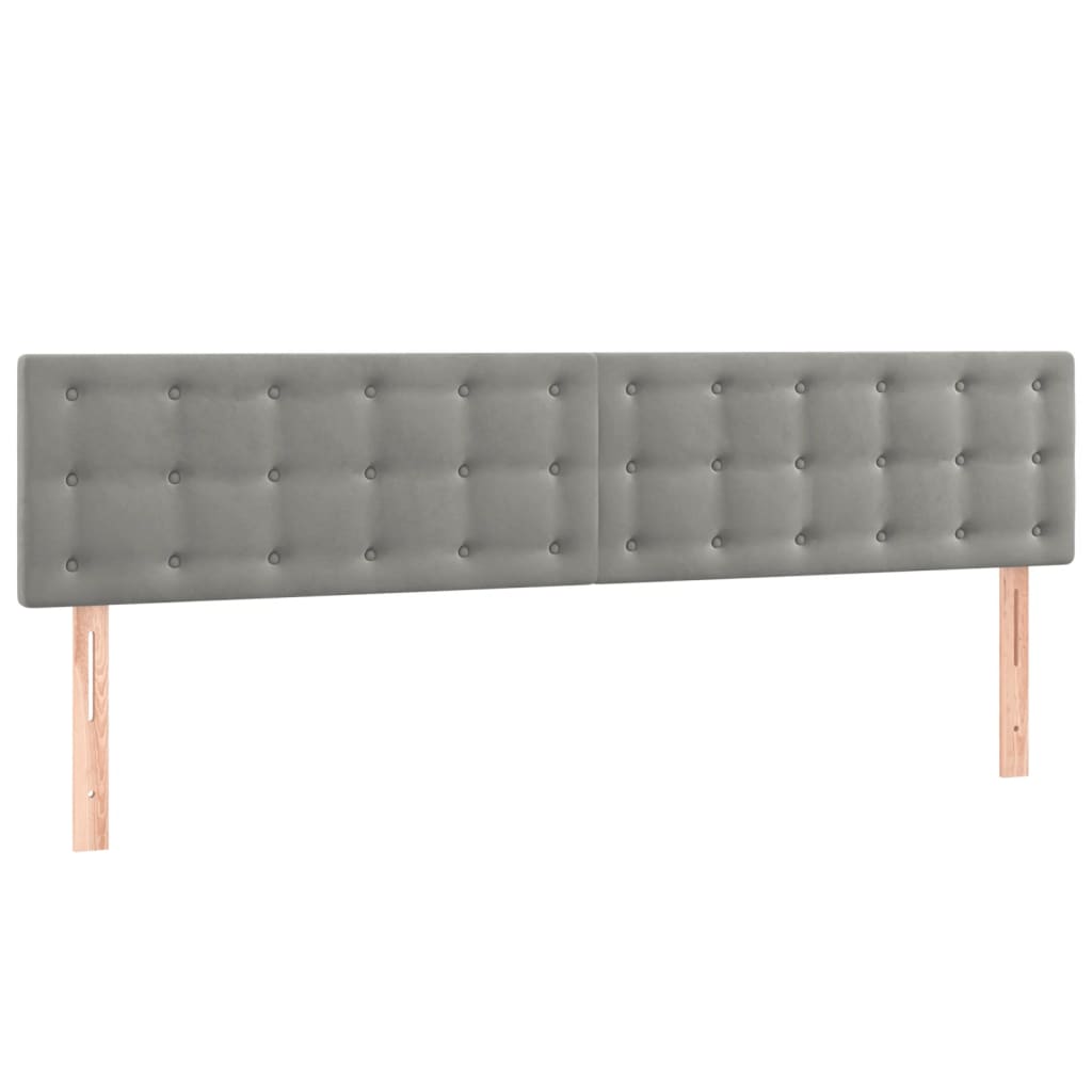vidaXL Zagłówek do łóżka z LED, jasnoszary, 160x5x78/88 cm, aksamit
