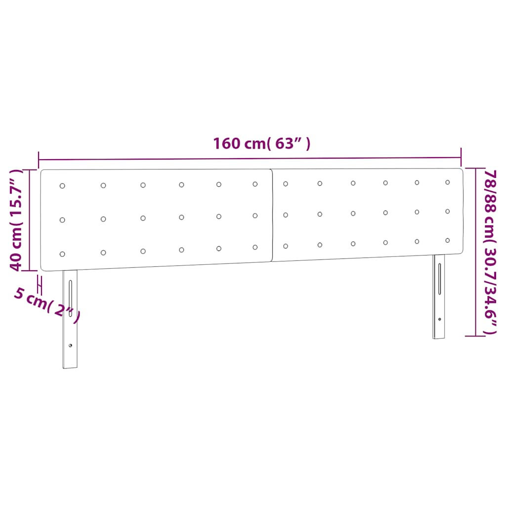 vidaXL Zagłówek do łóżka z LED, ciemnozielony, 160x5x78/88 cm, aksamit