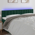 vidaXL Zagłówek do łóżka z LED, ciemnozielony, 160x5x78/88 cm, aksamit