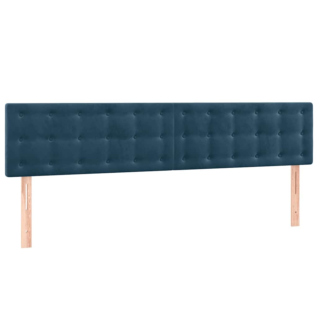 vidaXL Zagłówek do łóżka z LED, ciemnoniebieski 160x5x78/88cm, aksamit