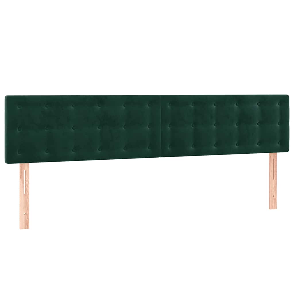 vidaXL Zagłówek do łóżka z LED, ciemnozielony, 180x5x78/88 cm, aksamit