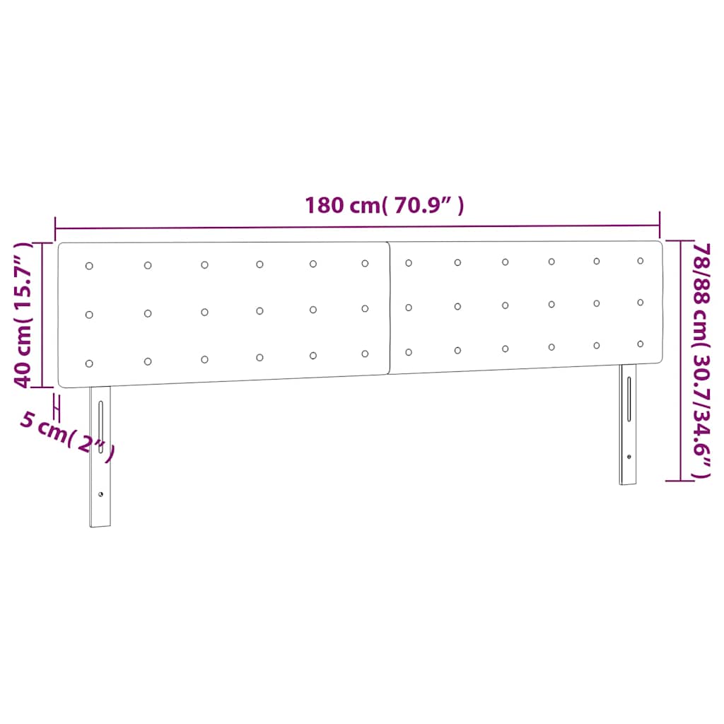 vidaXL Zagłówek do łóżka z LED, ciemnozielony, 180x5x78/88 cm, aksamit
