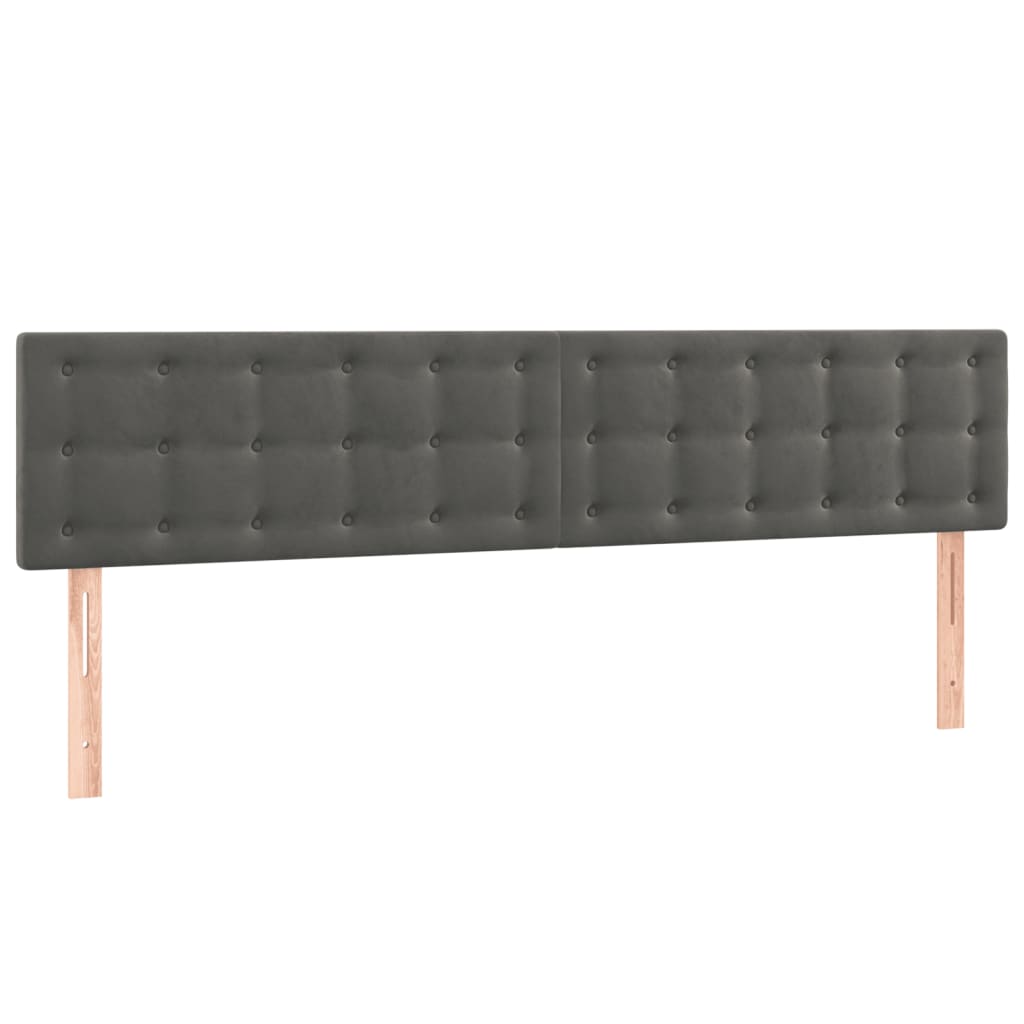 vidaXL Zagłówek do łóżka z LED, ciemnoszary, 200x5x78/88 cm, aksamit