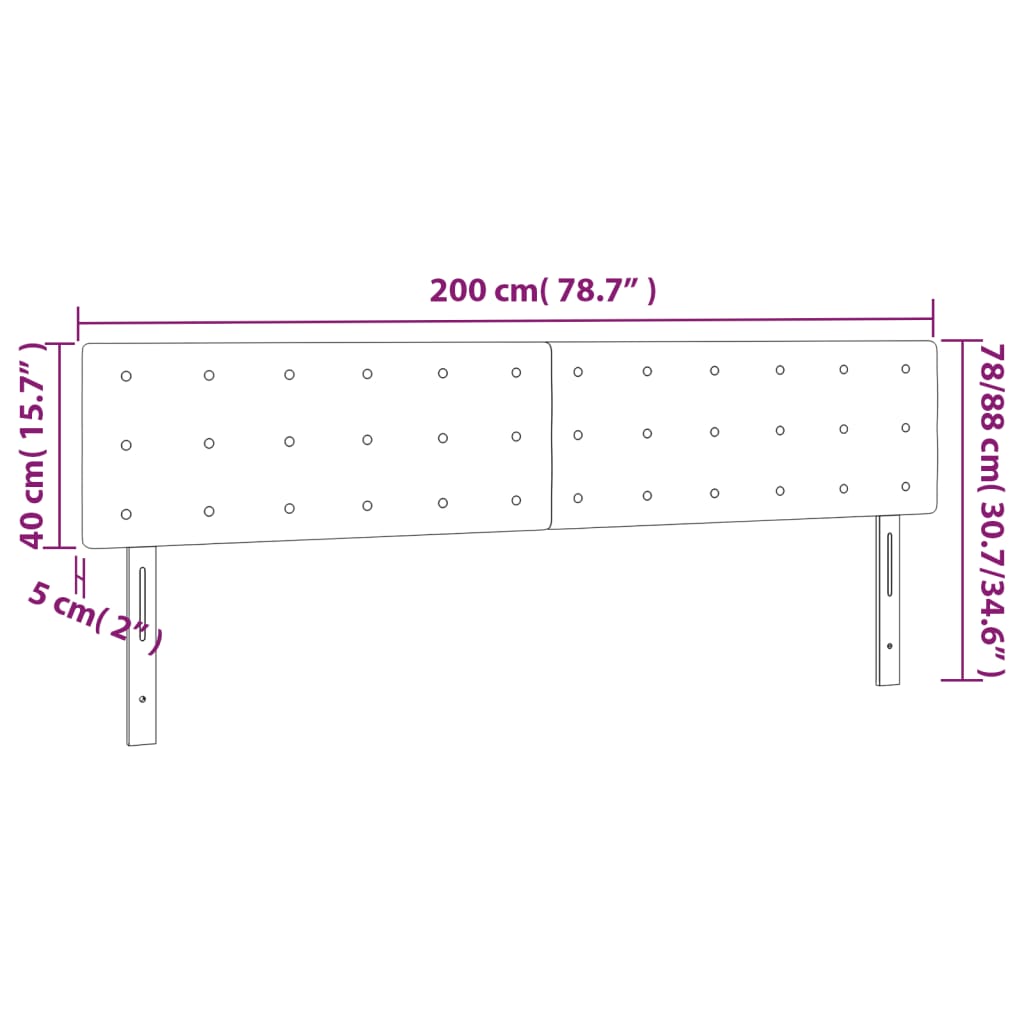 vidaXL Zagłówek do łóżka z LED, różowy, 200x5x78/88 cm, aksamit