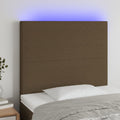 vidaXL Zagłówek do łóżka z LED ciemnobrązowy, 90x5x118/128 cm tkanina