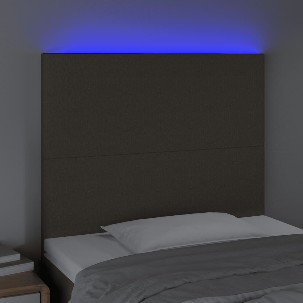 vidaXL Zagłówek do łóżka z LED, taupe, 90x5x118/128 cm, tkanina