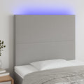 vidaXL Zagłówek do łóżka z LED, jasnoszary, 100x5x118/128 cm, tkanina