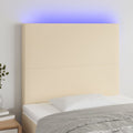 vidaXL Zagłówek do łóżka z LED, kremowy, 100x5x118/128 cm, tkanina
