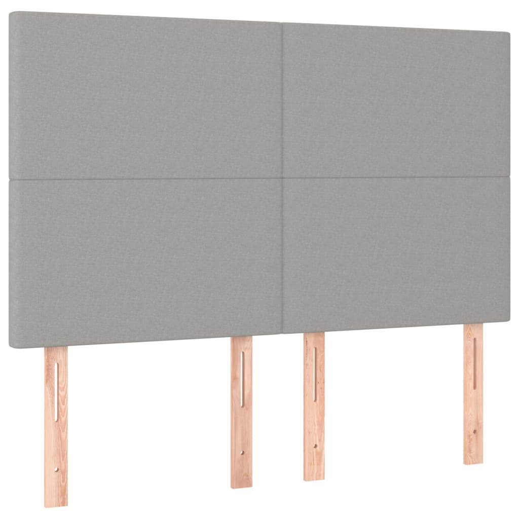 vidaXL Zagłówek do łóżka z LED, jasnoszary, 144x5x118/128 cm, tkanina