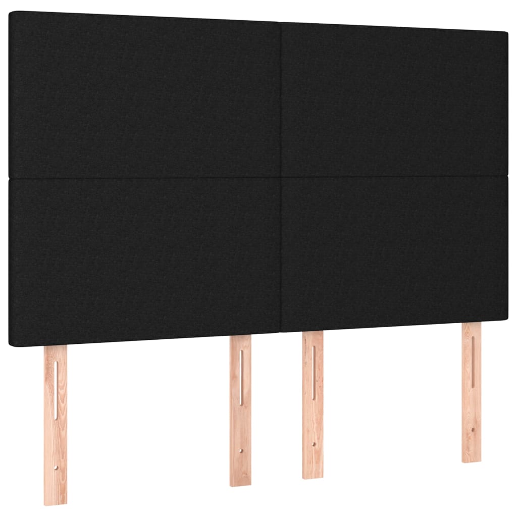 vidaXL Zagłówek do łóżka z LED, czarny, 144x5x118/128 cm, tkanina